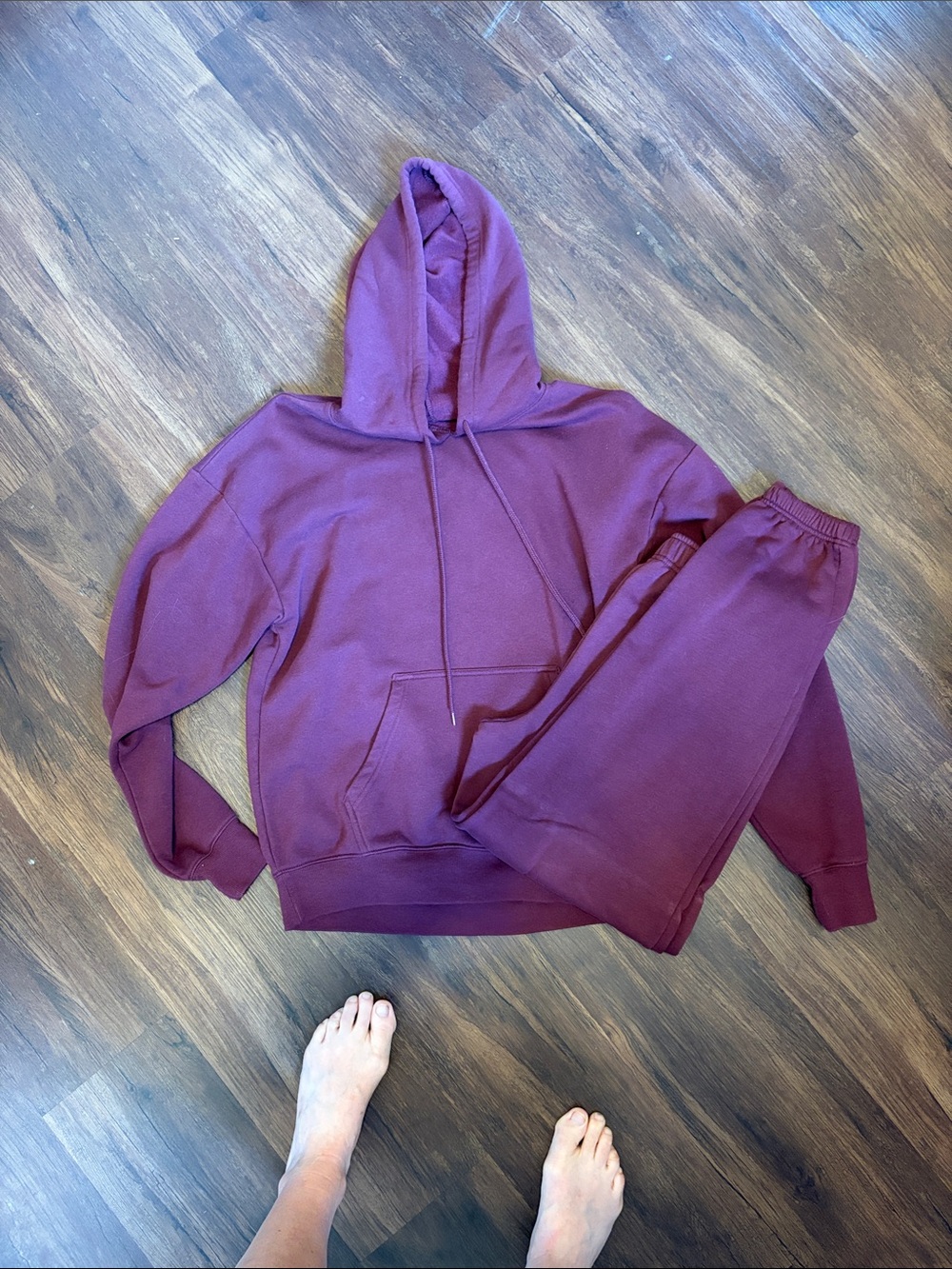 No Boundaries Plum Fleece Hoodie Set medium